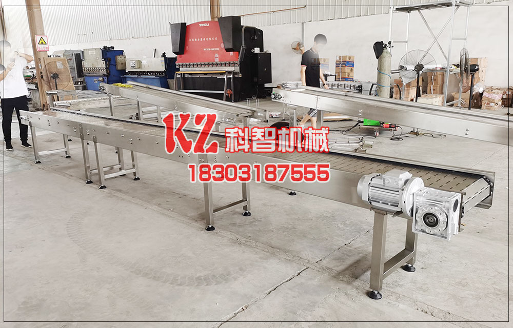 雞腿菇清洗鏈板輸送機調整與試運轉
